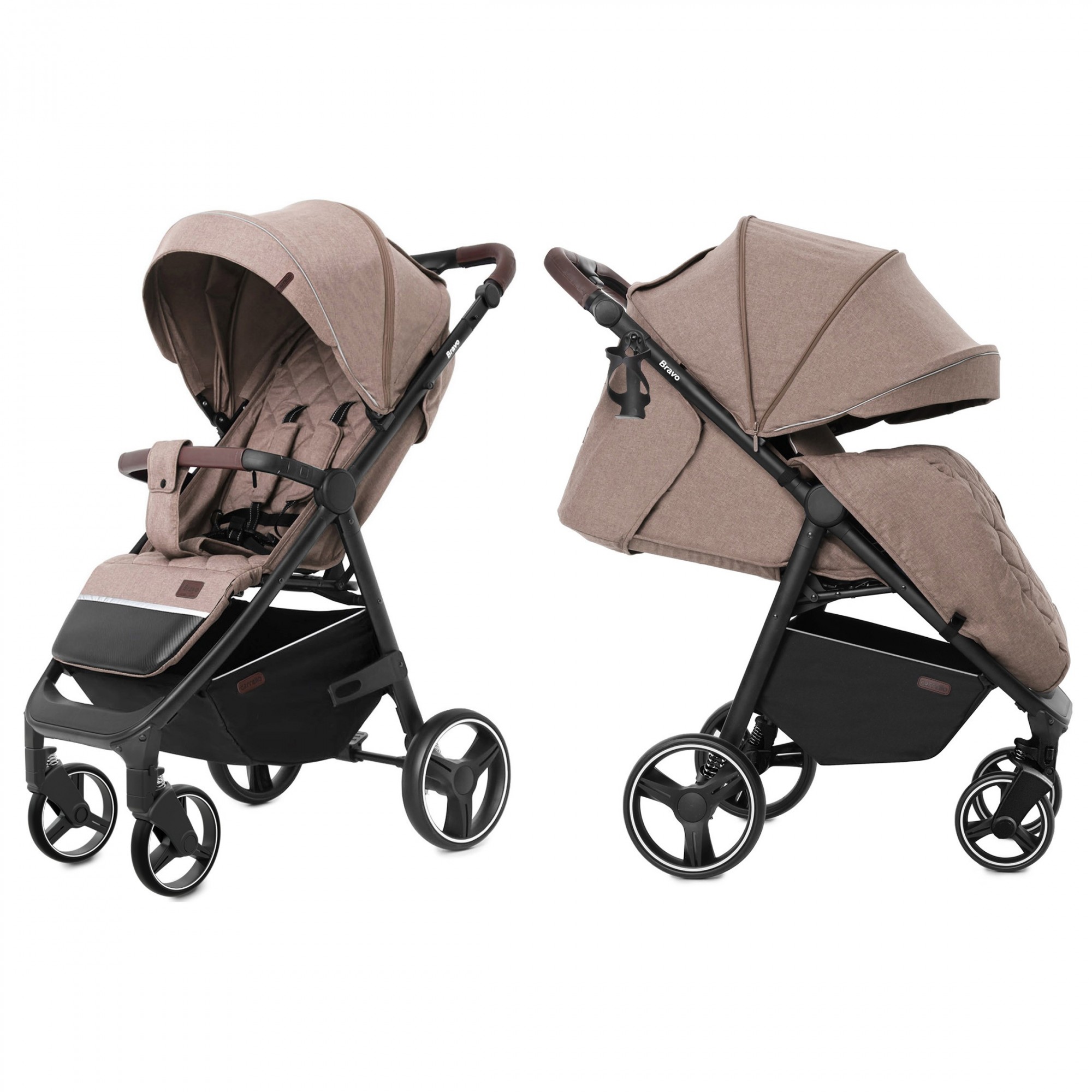 

Коляска прогулочная CARRELLO Bravo CRL-8512 Linen Beige, регулируемая родительская ручка