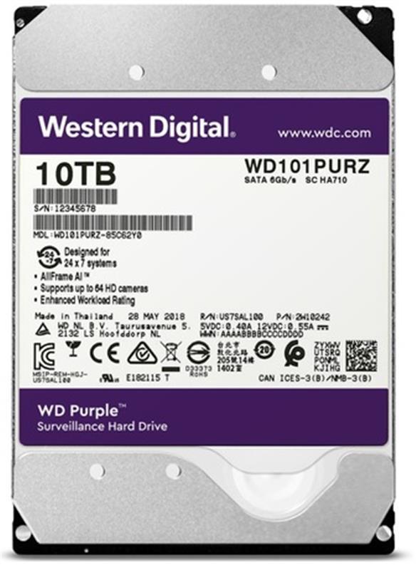 

HDD SATA 10.0TB WD Purple 7200rpm 256MB (WD101PURZ)