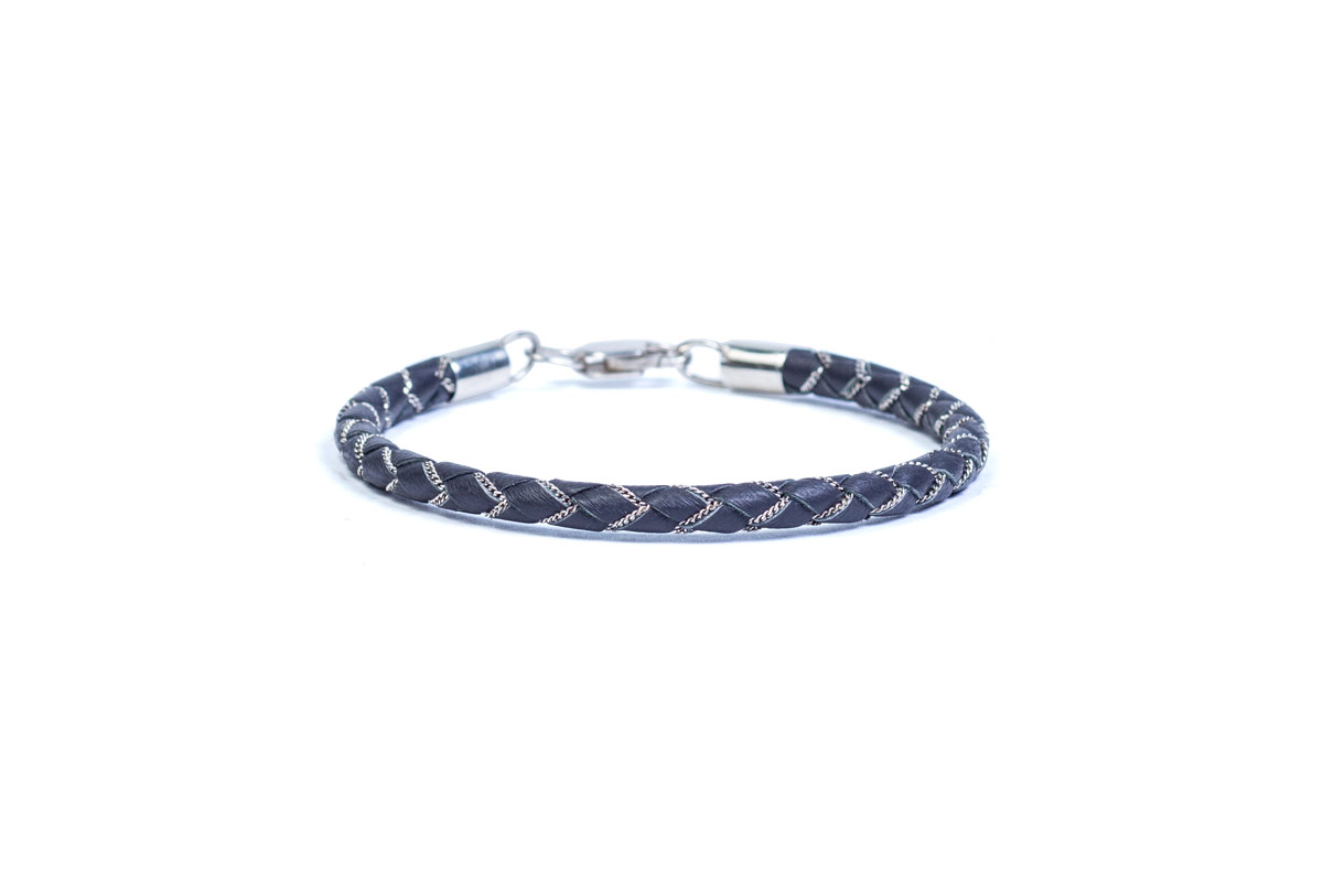 

Браслет из кожи и серебра Band Silver Grey 20 Серый