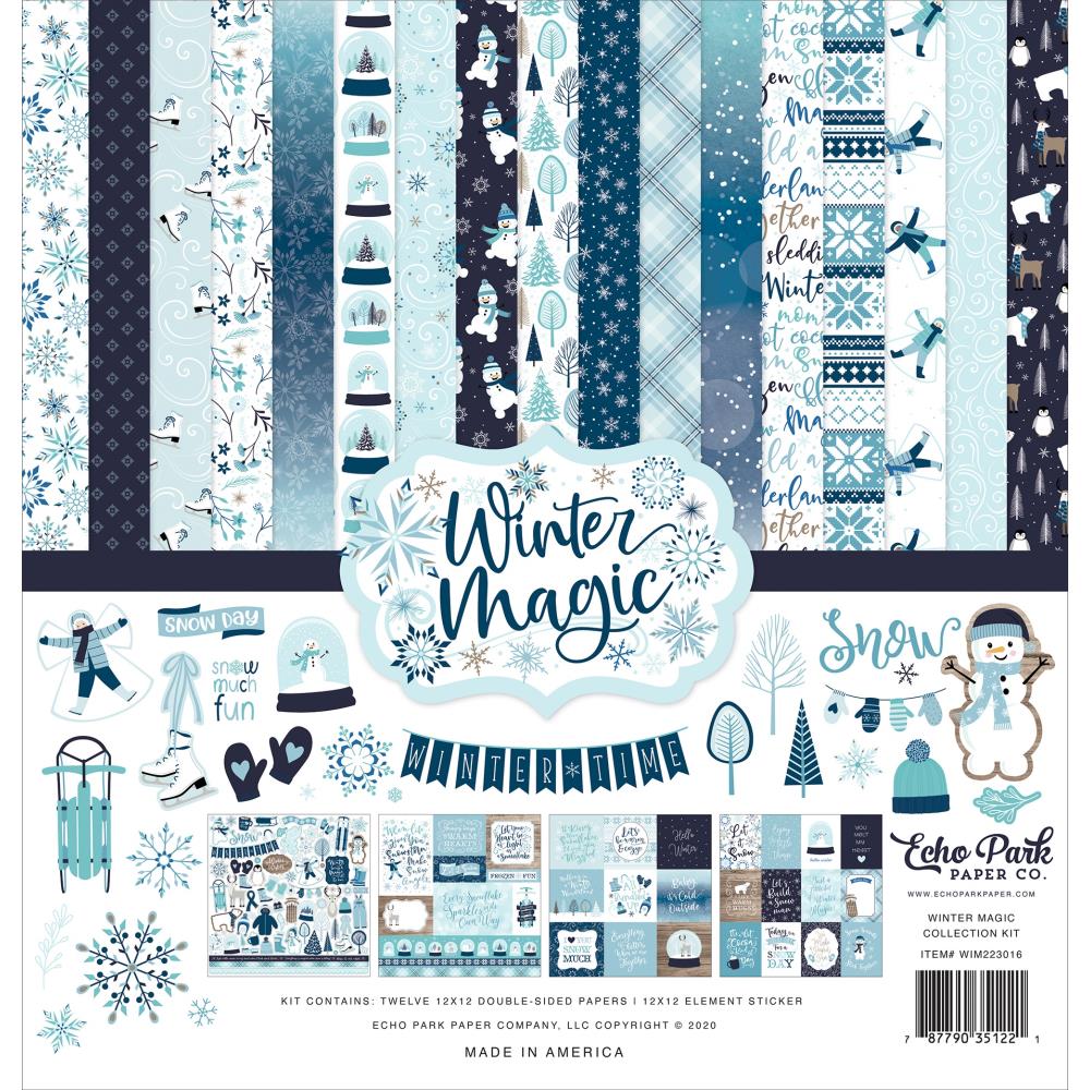 

Набор бумаги Echo Park Winter Magic 30х30 см, 12 листов + лист наклеек, артикул IM223016