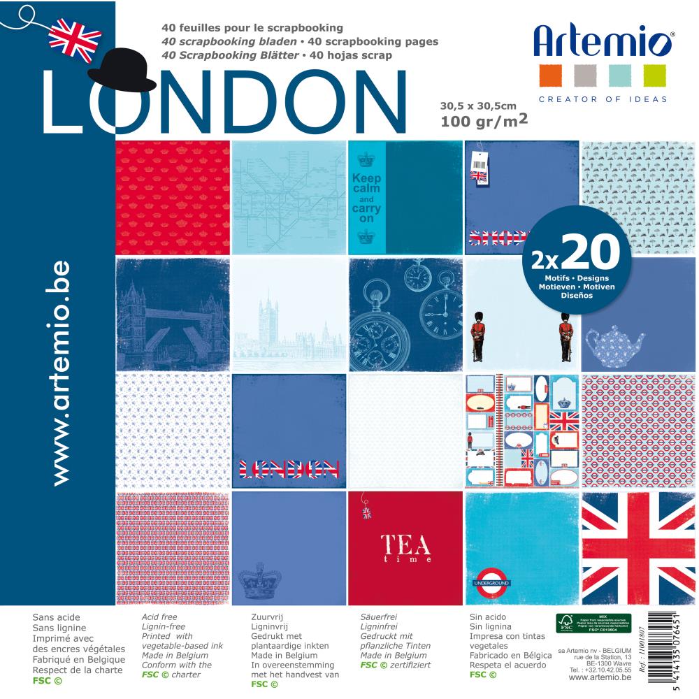 

Набор бумаги Artemio London, 20 листов , 30*30 см, артикул 11001807