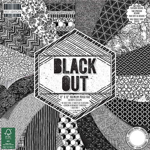 

Набор бумаги First Edition Black Out, 16 листов , 30*30 см, 200 г/м, артикул FEPAD140