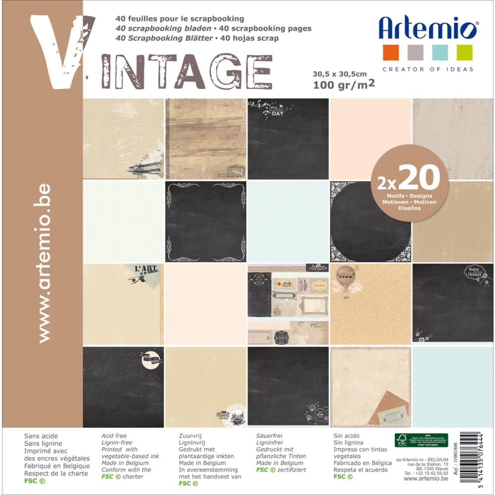 

Набор бумаги Artemio Vintage, 20 листов , 30*30 см, артикул 11001806