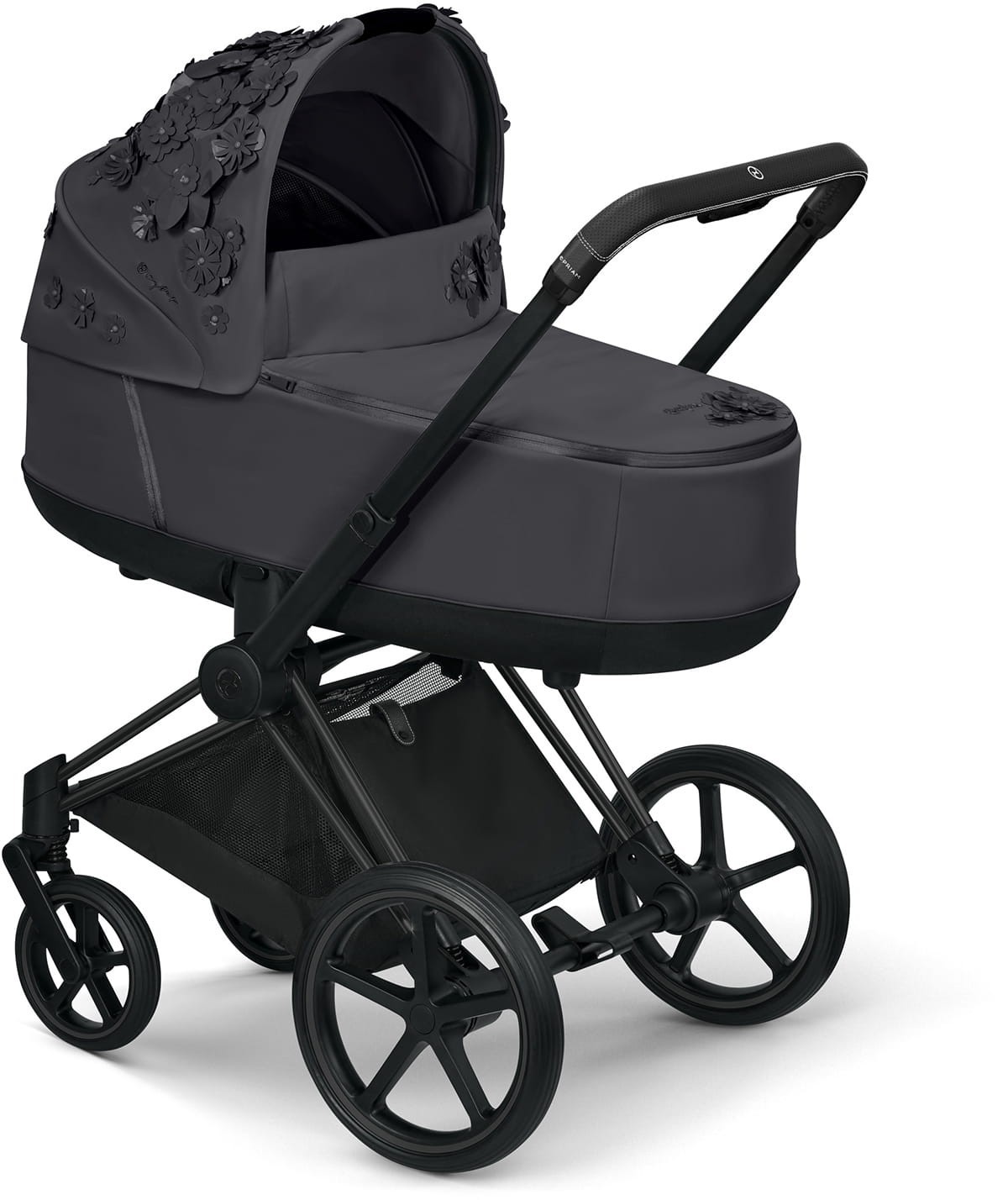 

Коляска для новорожденных Cybex Priam Fashion Edition Simply Flowers Grey dark grey шасси Matt Black