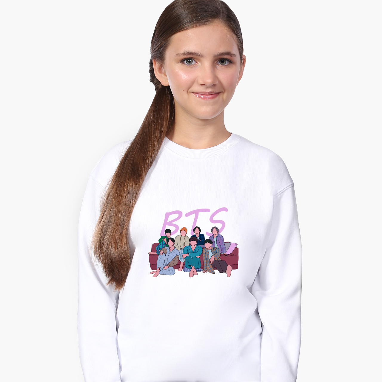 

Свитшот для девочек БТС (BTS) (9509-3256-1) 122-128 см Белый