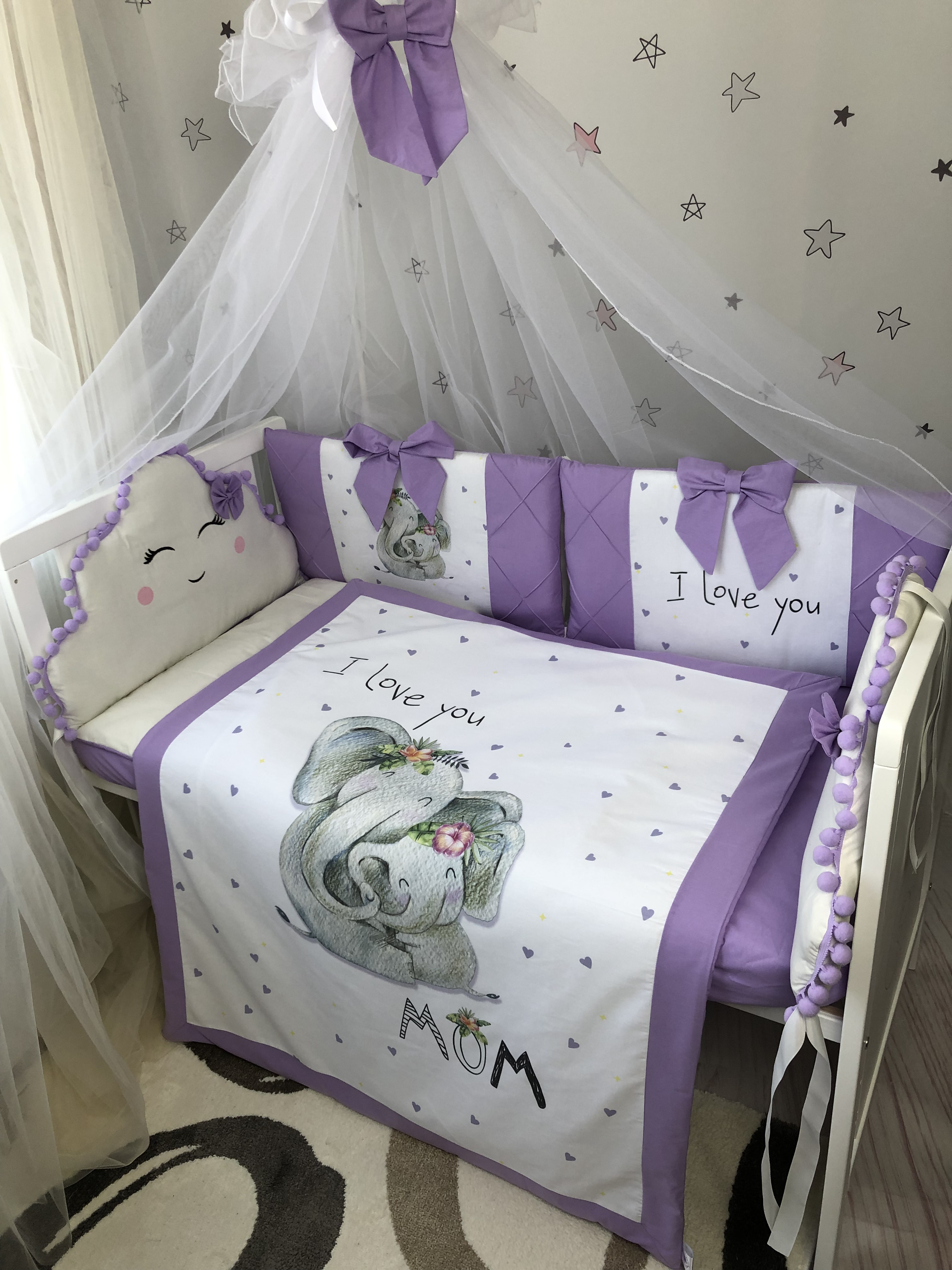 

Комплект постельного белья Baby Comfort Облачко 8 элементов "I love mom"