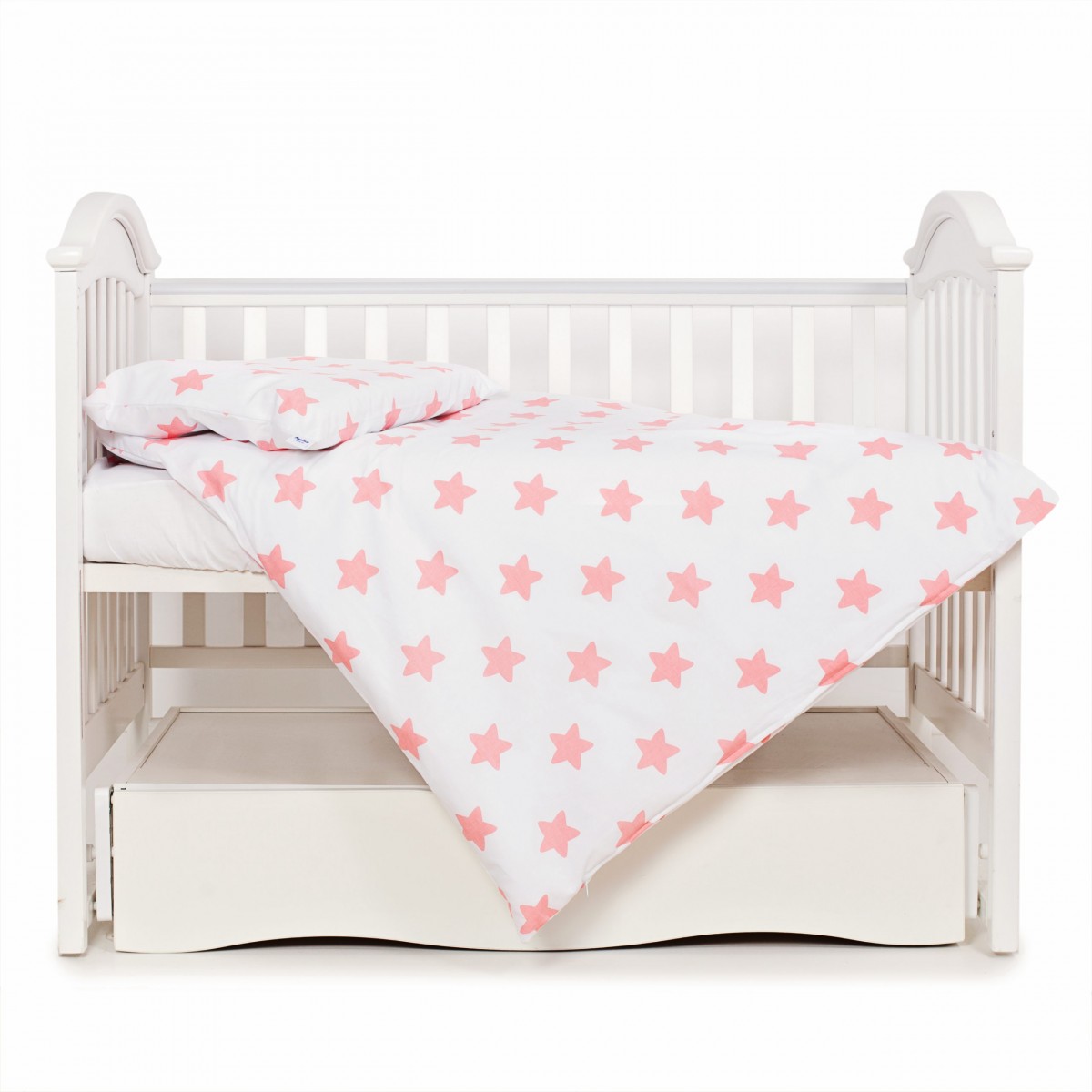 

Постельное белье детское 3 элемента Twins Eco Stars 3090-TS-15 Белый/Розовый с принтом 100% хлопок