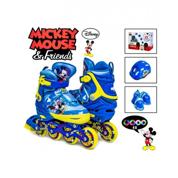 

Комплект Ролики-квады + Защита + Шлем с подсветкой р.29-33 Mickey Mouse Disney Синий