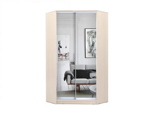 

Шкаф-купе угловой Luxe Зеркало/Зеркало цвет Дуб молочный 120 x 200 x 45