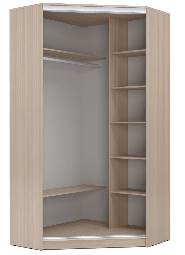 

Гардероб открытый угловой без дверей Luxe цвет Дуб молочный 120 x 210 x 45