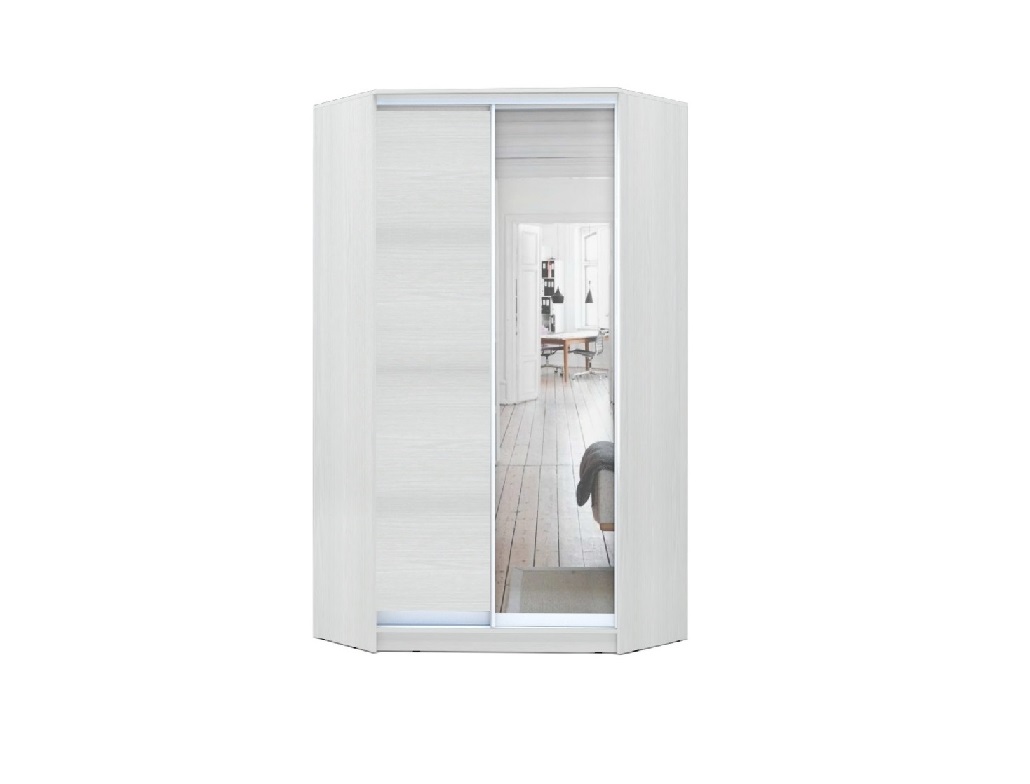 

Шкаф-купе угловой Luxe ДСП/Зеркало цвет Белое дерево со структурой 120 x 230 x 45