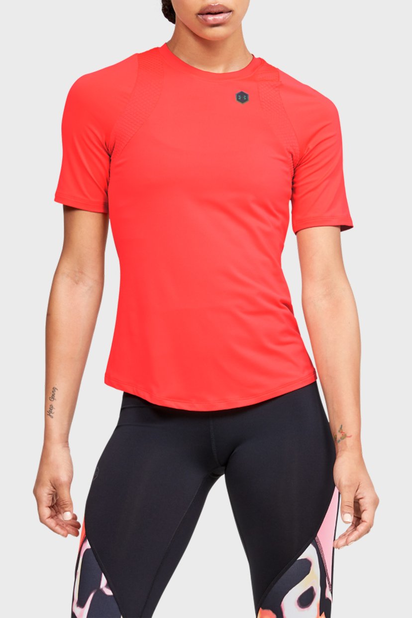 

Женская коралловая спортивная футболка UA Rush SS Under Armour  1355583-628, Женская коралловая спортивная футболка UA Rush SS Under Armour XS 1355583-628