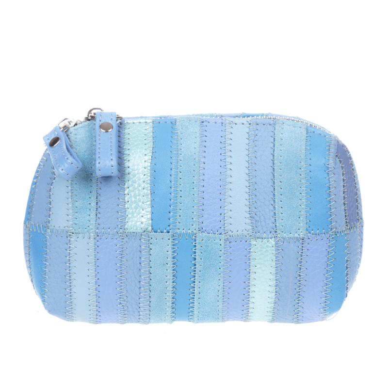 

Косметичка Vera Pelle 2449 женская кожаная в сине-голубом цвета Пэчворк