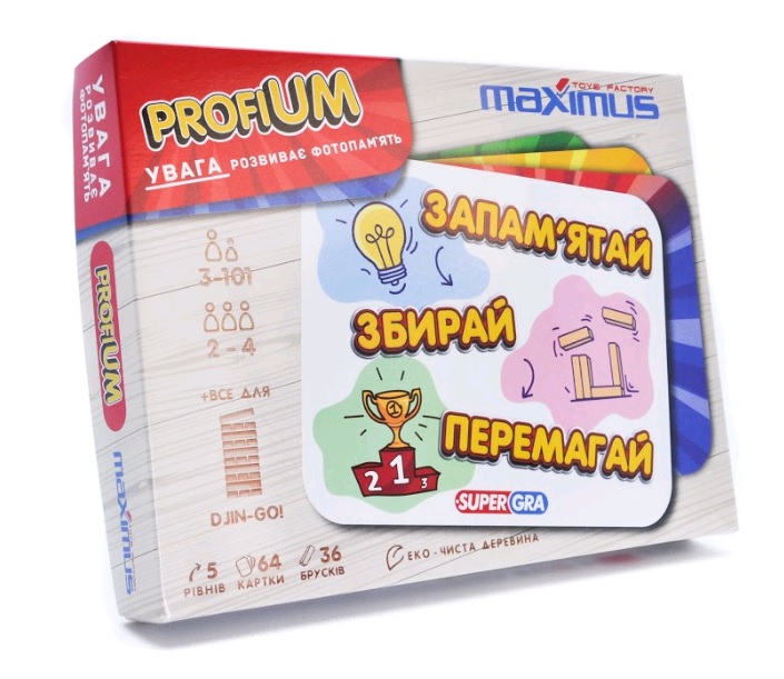 

Развивающая семейная игра, "ProfiUM" 64 карточки, 36 брусков, Максимус 5463
