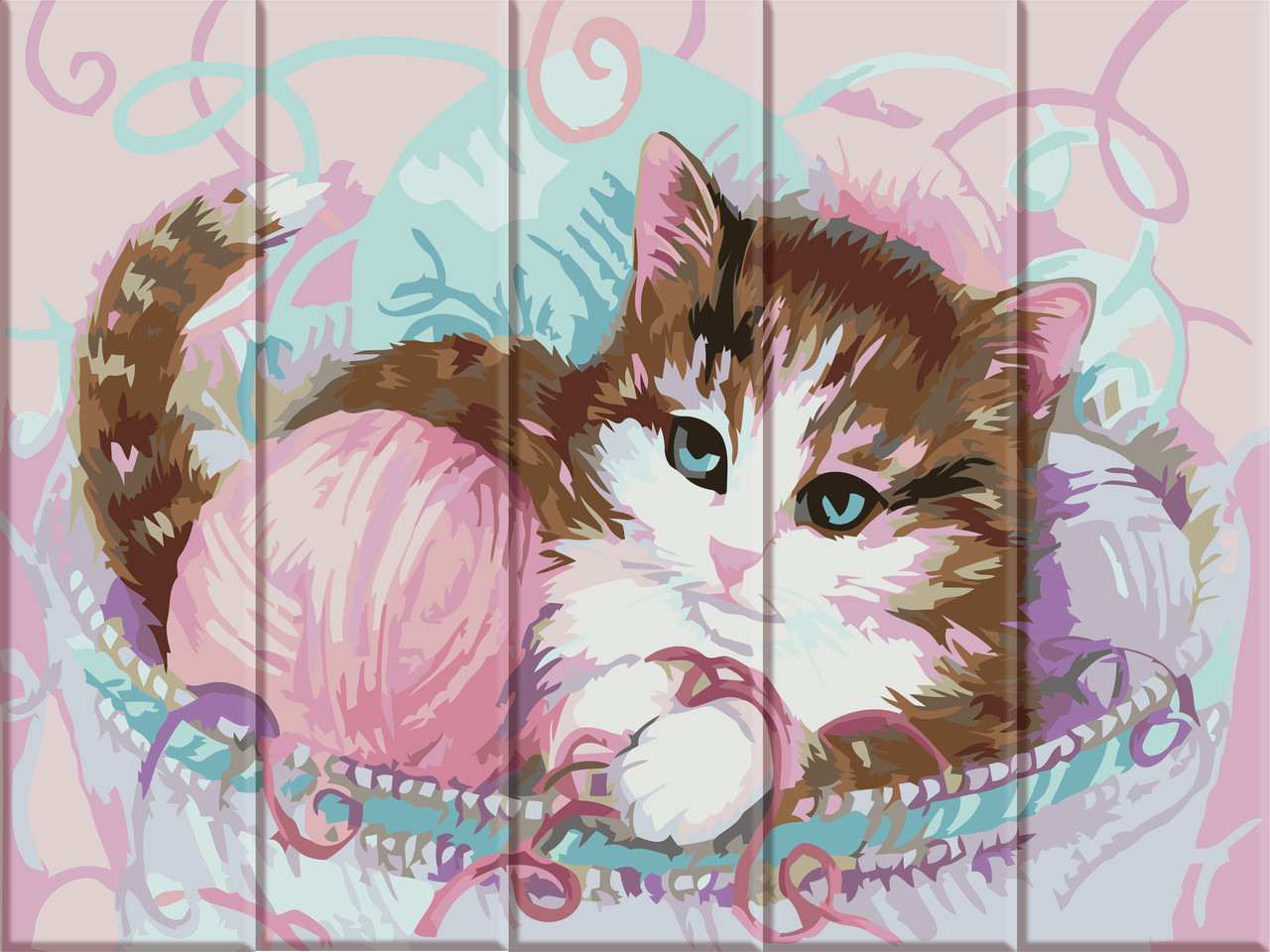 

Картина по номерам на дереве "Котенок и клубок" 30*40 см (ASW051)