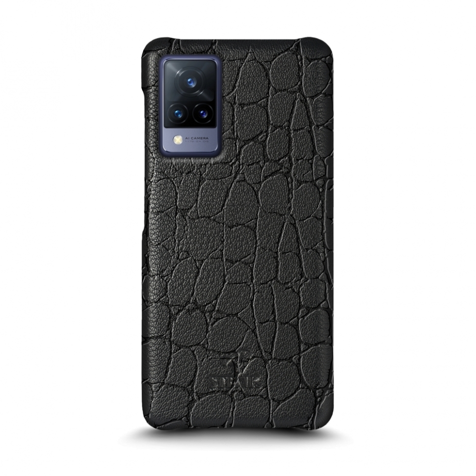 

Кожаная накладка Stenk Reptile Cover для Vivo V21 Чёрная