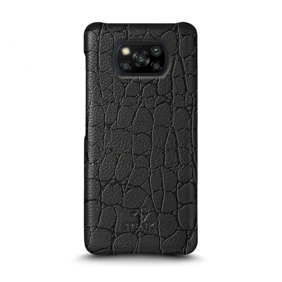 

Кожаная накладка Stenk Reptile Cover для Xiaomi Poco X3 Чёрная