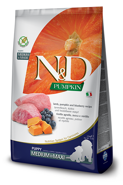 

Беззлаковый сухой корм Farmina (Фармина) Dog Lamb & Blueberry Puppy Medium & Maxi для щенков ягненок 12 кг