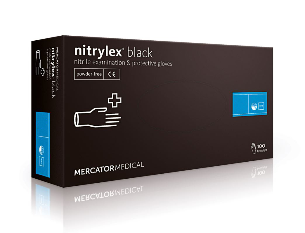 

Рукавиці Mercator Medical Nitrylex Black нітрилові нестерильні неприпудрені XL 100 шт/уп чорні