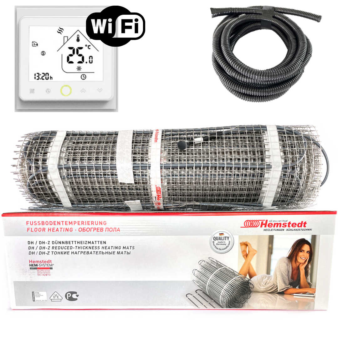 

Нагревательный мат Hemstedt DH 0,6 м²(90 Вт) + Wі-Fi терморегулятор. Комплект теплого пола под плитку
