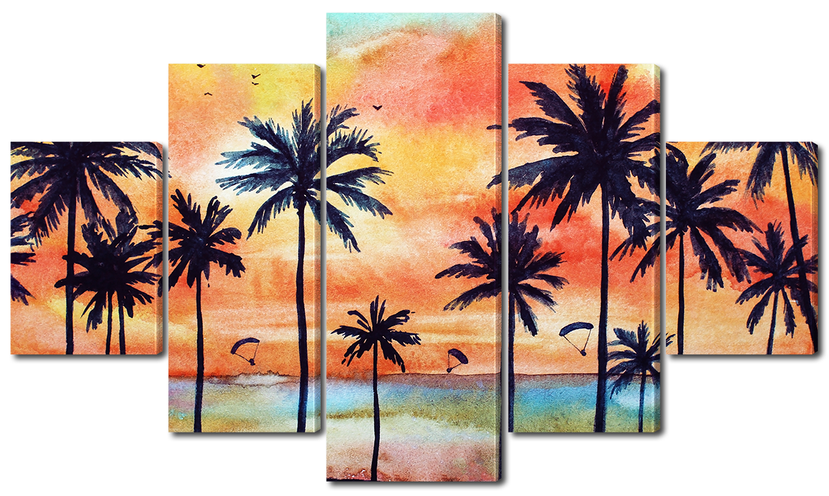 

Модульная картина Interno Холст Закат на пляже, живопись 108х60см