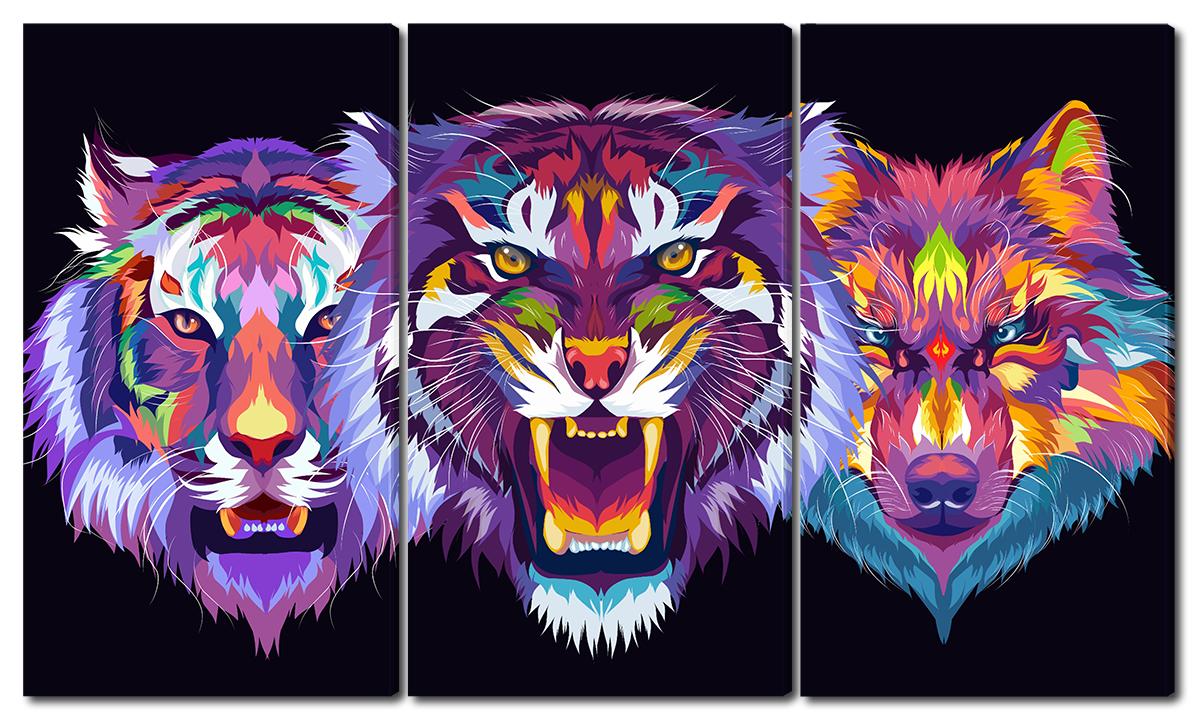 

Модульная картина Interno Эко кожа Дикие Звери 144x82см