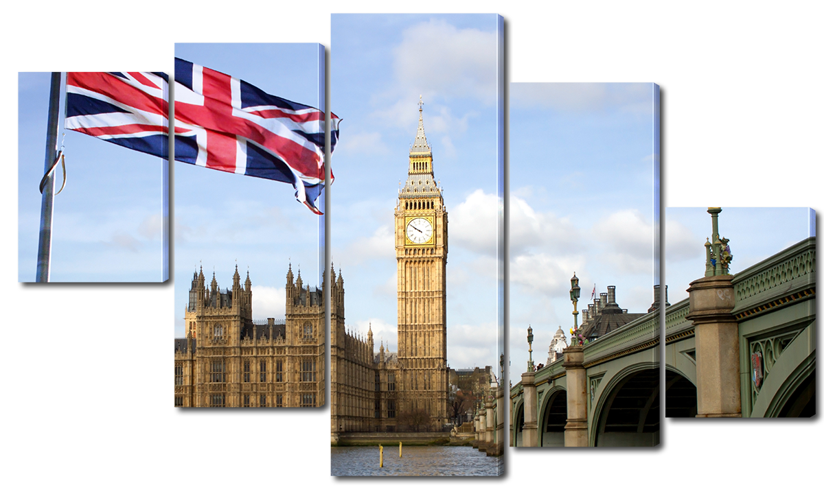 

Модульная картина Interno Холст Биг-Бен и флаг 158х90см