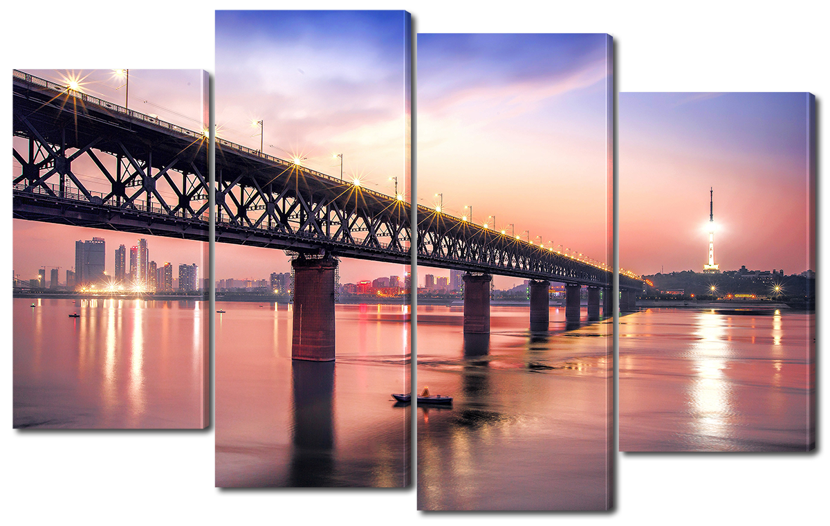 

Модульная картина Interno Эко кожа Мост на фоне заката 166x120см
