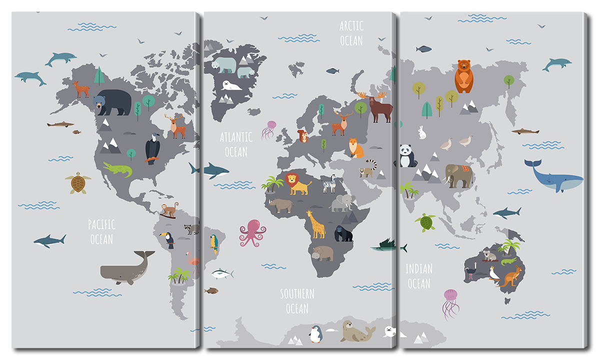 

Модульная картина Interno Холст Детские карты 104х58см