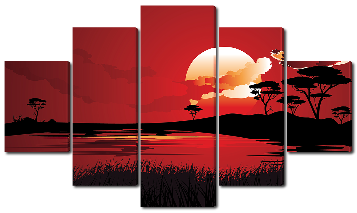 

Модульная картина Interno Холст Багровый закат в Саванне 185х106см