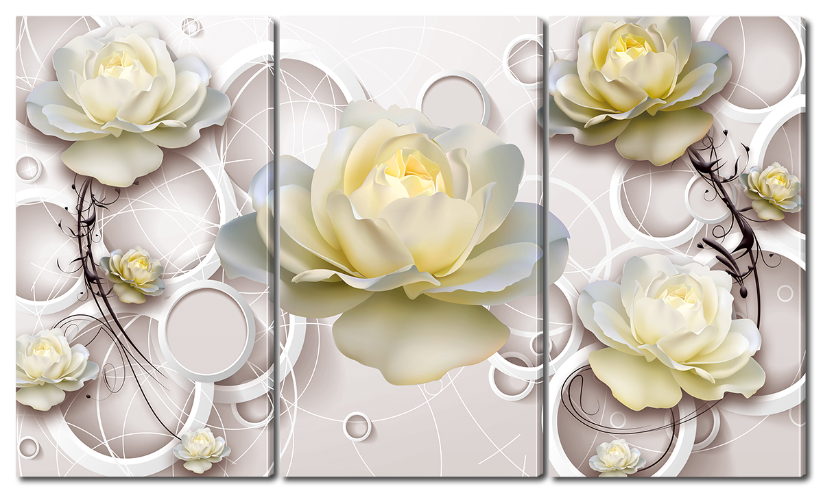 

Модульная картина Interno Эко кожа Бежевая роза 104х58см