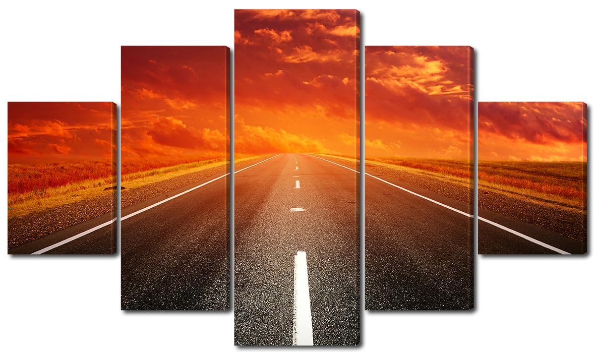 

Модульная картина Interno Эко кожа Дорога при закате 123х69см