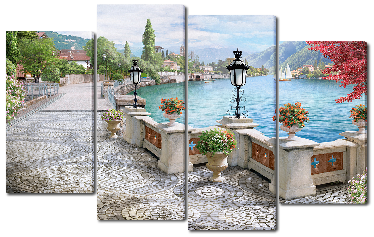 

Модульная картина Interno Эко кожа Курортный город 166x120см