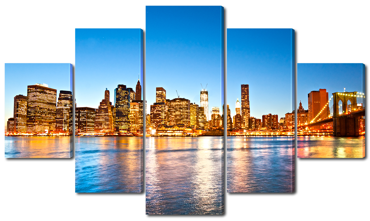 

Модульная картина Interno Эко кожа Панорама New-York 123х69см