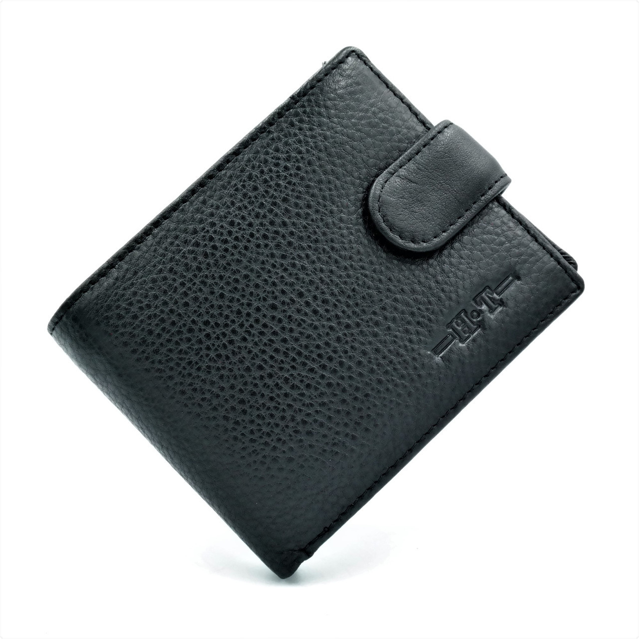 

Мужской кожаный кошелёк H.T.Leather чёрного цвета 12 х 9,5 х 2,5 см