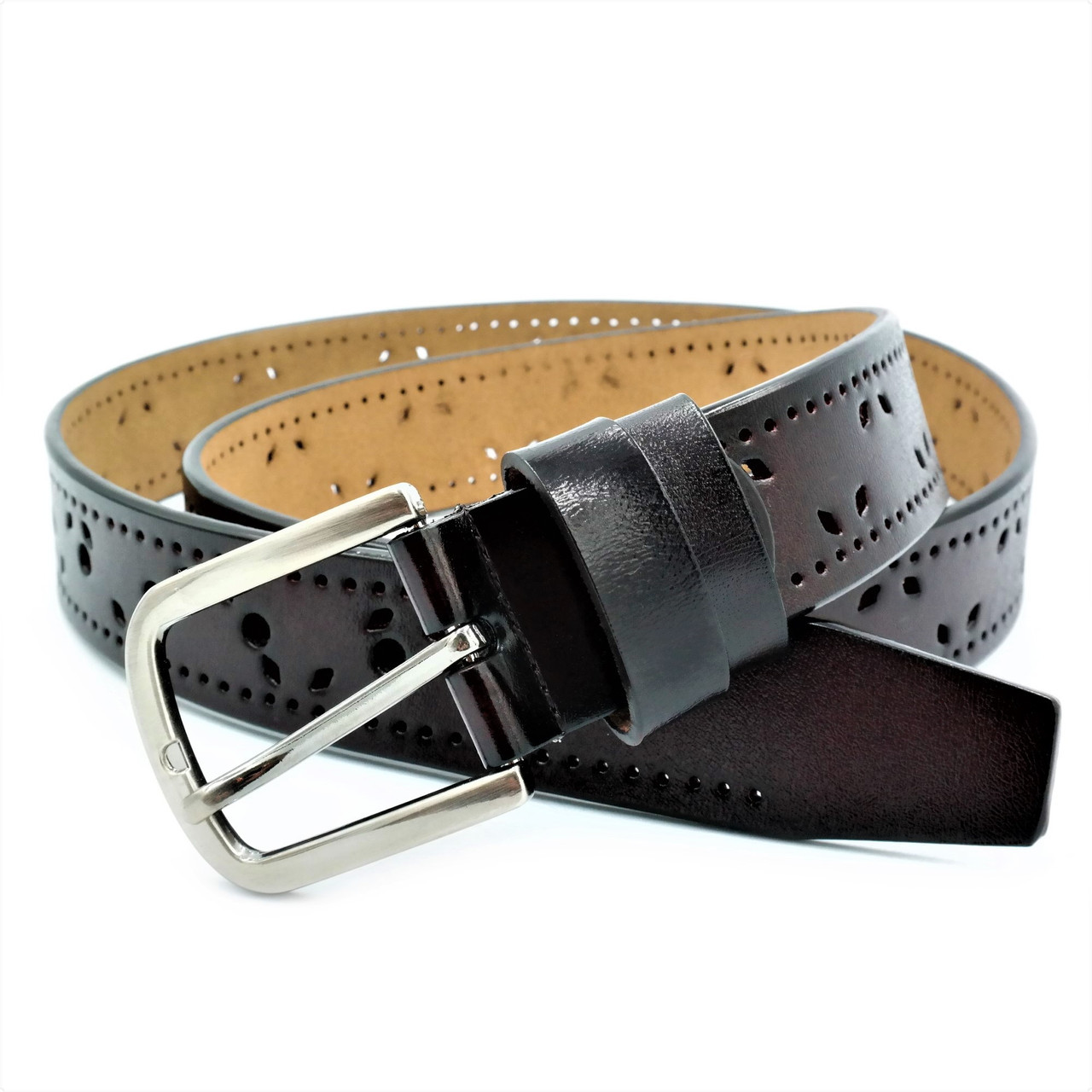 

Женский кожаный ремень Weatro пояс тёмно-коричневый 110-115 см