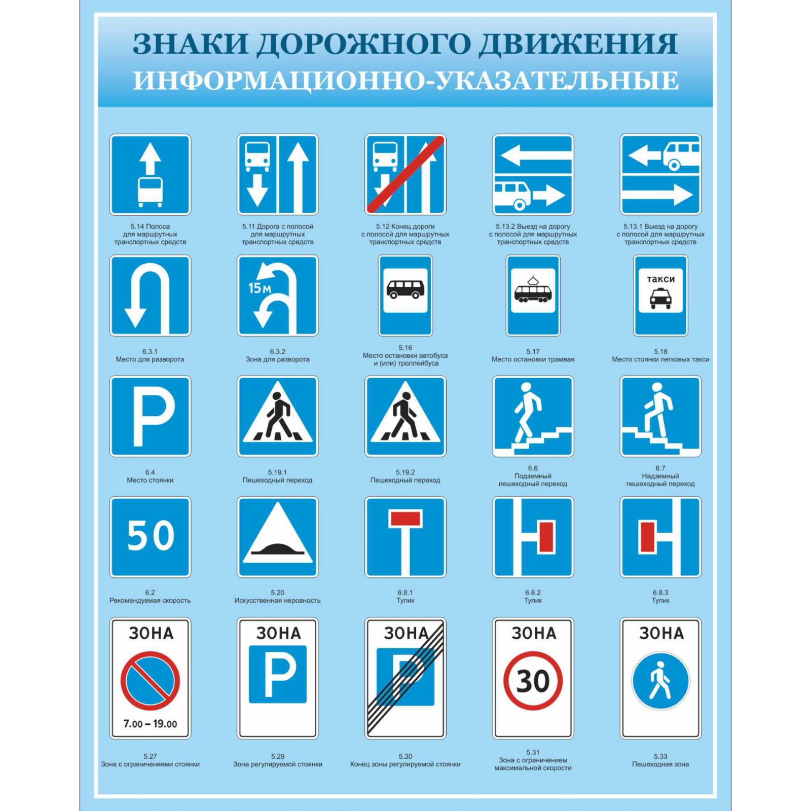 

Плакат Vivay “Знаки дорожного движения информационно-указательные” 80x100 см (a8224c-25583)