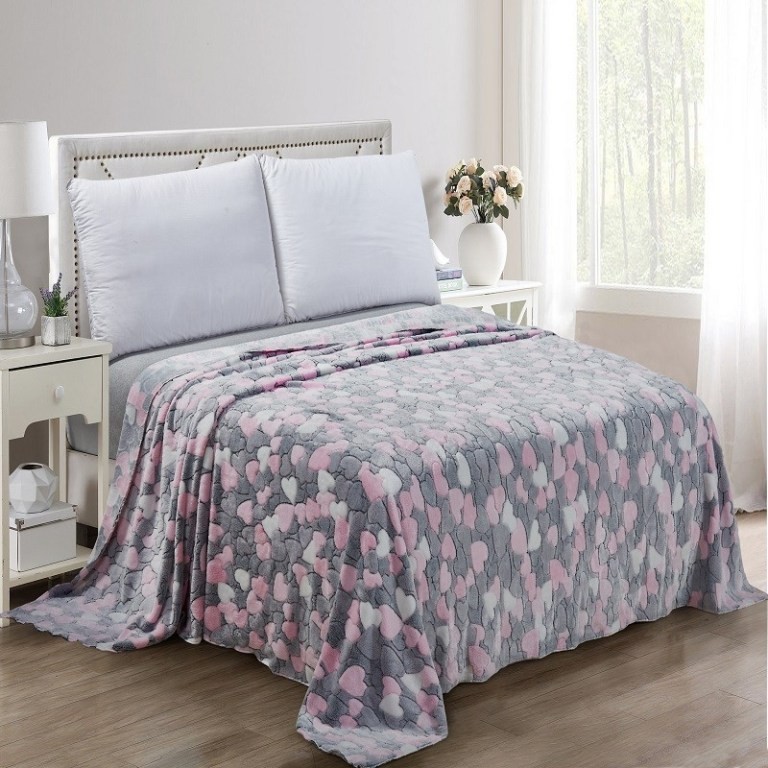 

Плед-покрывало велсофт "Сердечки" CottonTwill 150х215 см (СТП48-2)