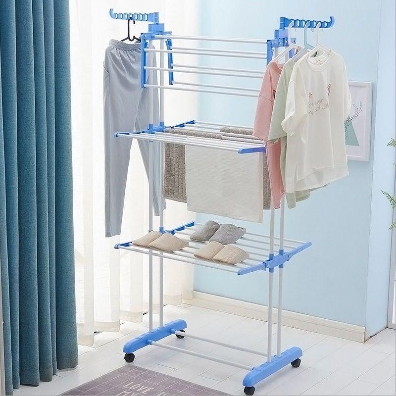 

Раскладная сушилка для белья напольная 3 уровня Garment rack with wheels K12-120 Сушилка-трансформер Синий