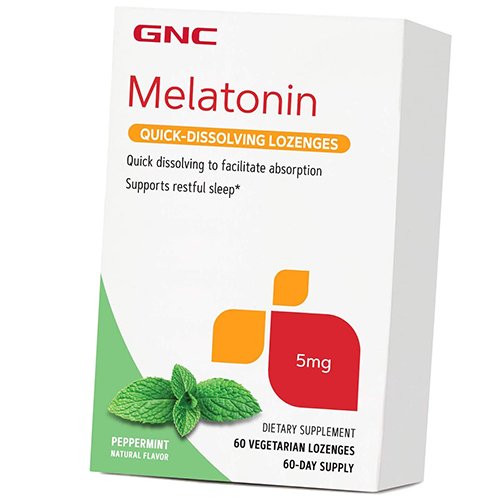 

Мелатонин для сна, Melatonin Quick-Dissolving 5, GNC 60вегледенцов Мята перечная (72120012)