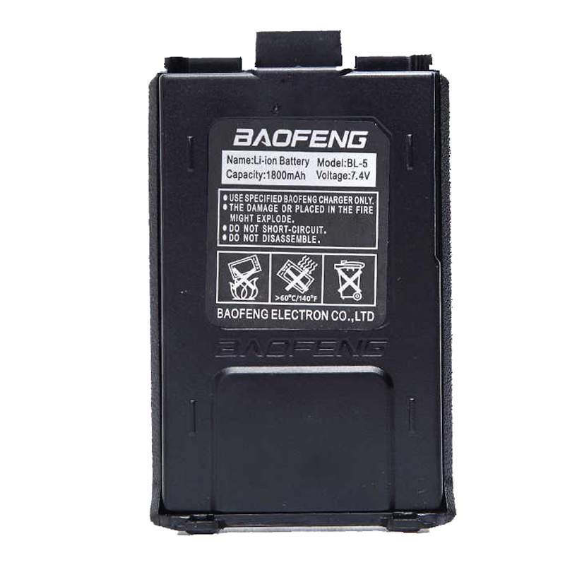 

Аккумулятор литиевый Li-Ion для рации Baofeng UV-5R Std Capacity (1800mAh), черный
