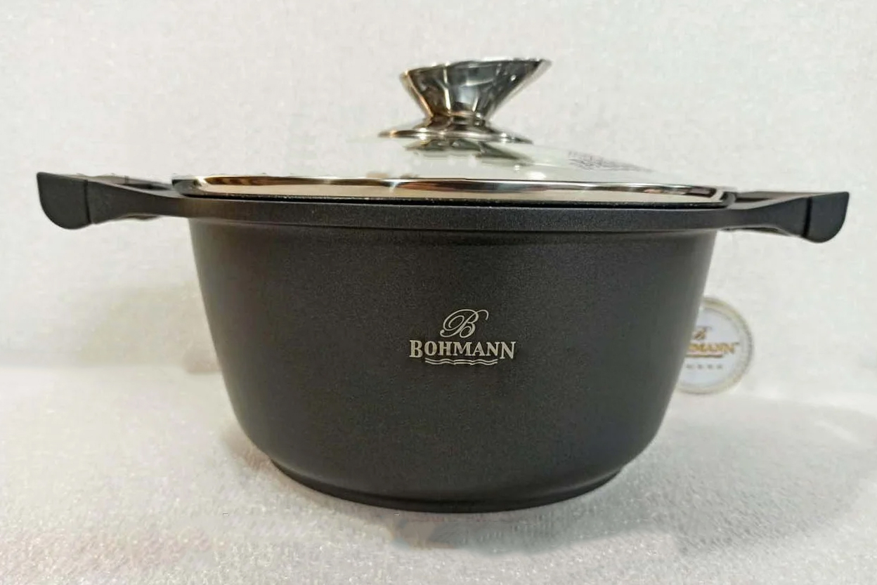 

Кастрюля алюминиевая 6,3 л с крышкой Bohmann BH 150-28 Black