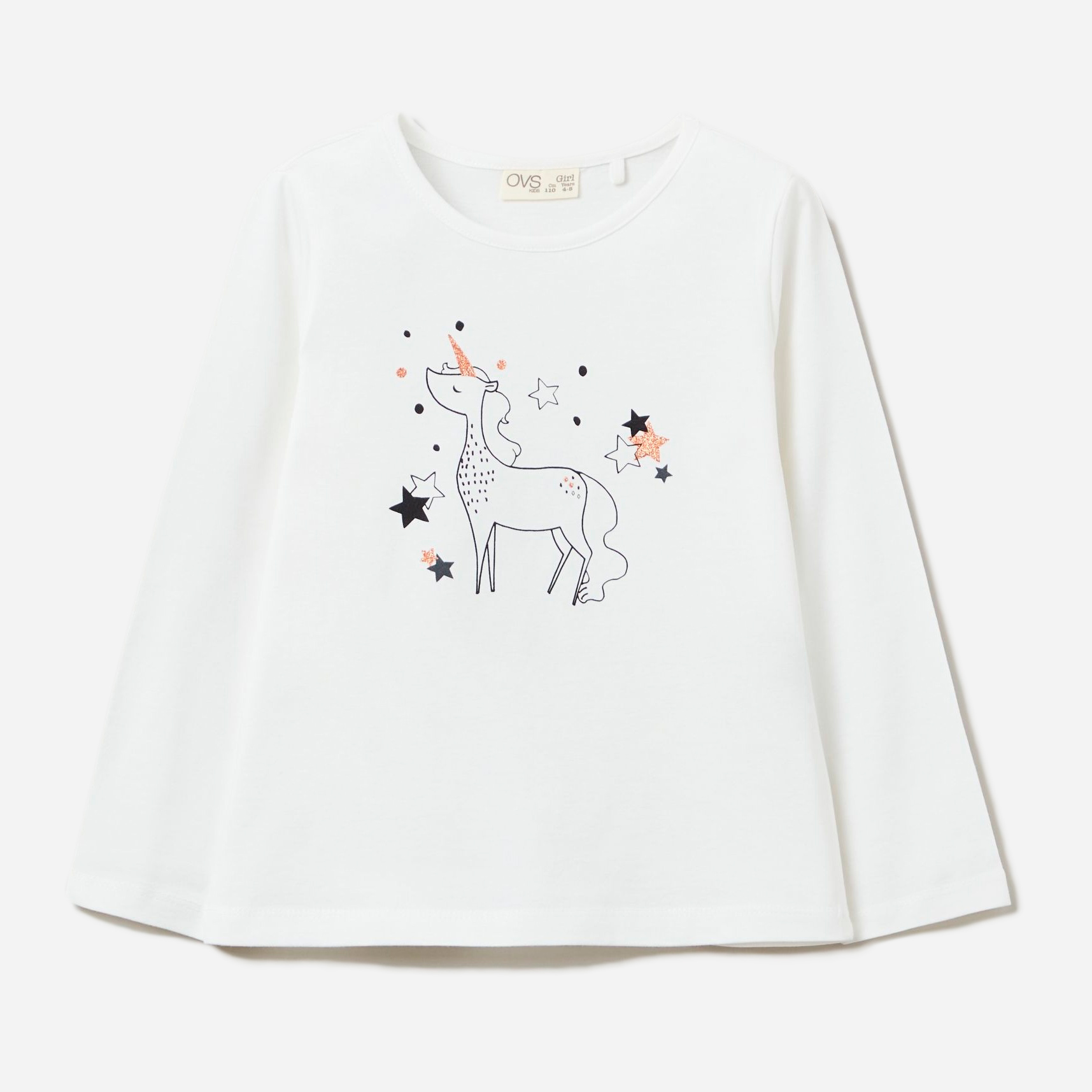 

Футболка с длинными рукавами OVS 1319582 128 см White