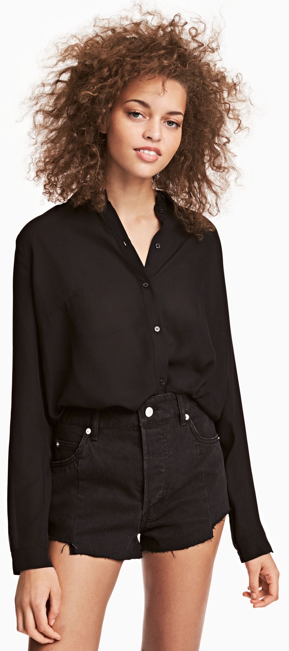 

Рубашка H&M 0502434_black 34 Черная