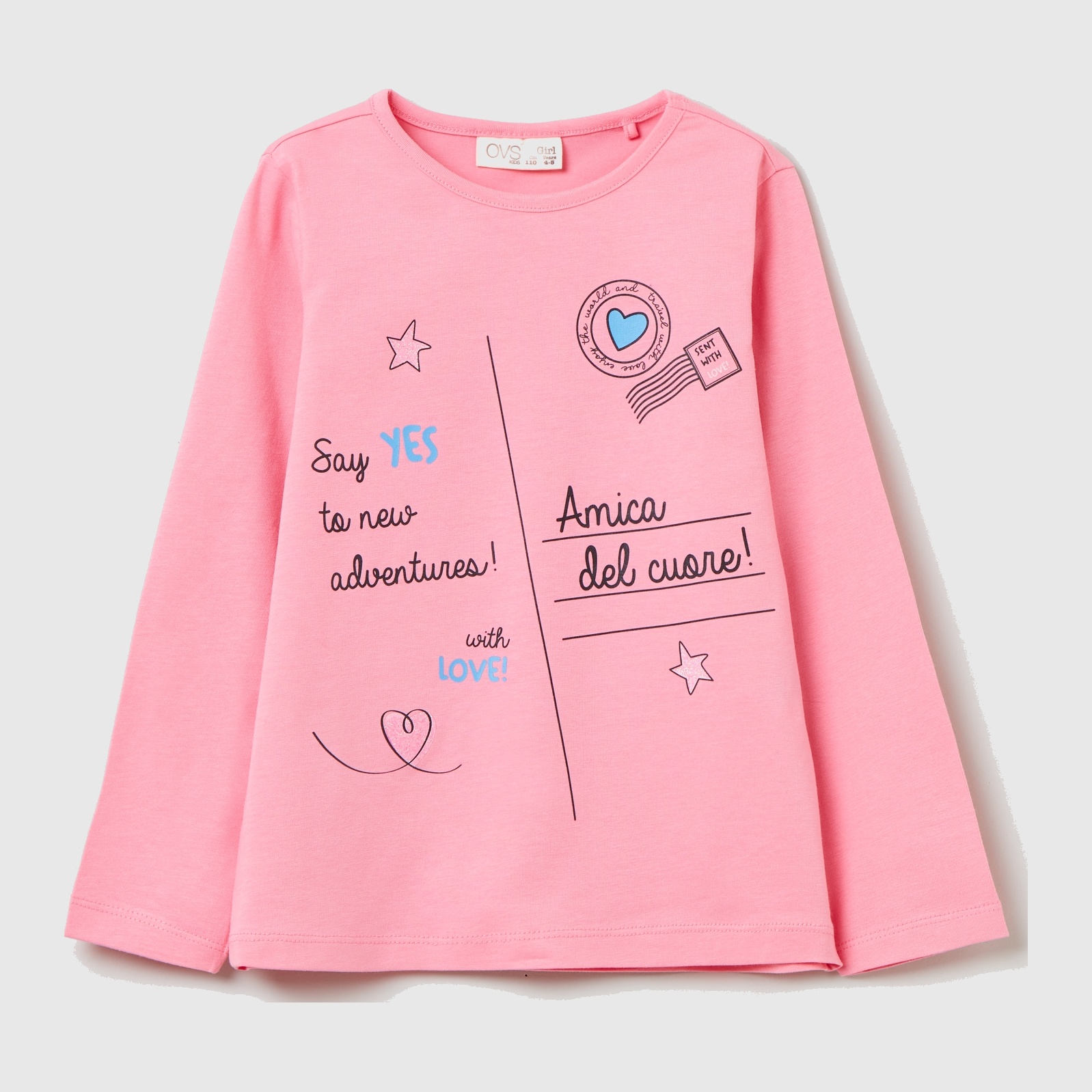 

Футболка с длинными рукавами OVS 1294337 104 см Pink