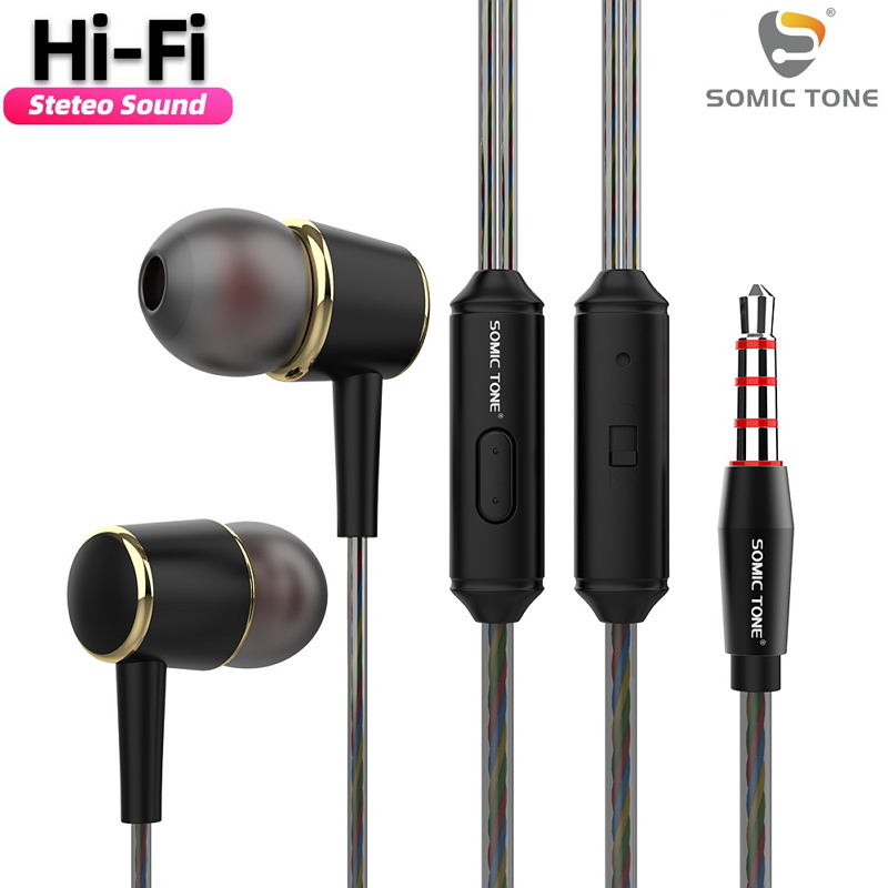 

Проводные Вакуумные Наушники с Микрофоном 3.5mm jack (1.2м) Стерео Гарнитура Для Телефона Смартфона Ноутбука SomicTone D7 Черный