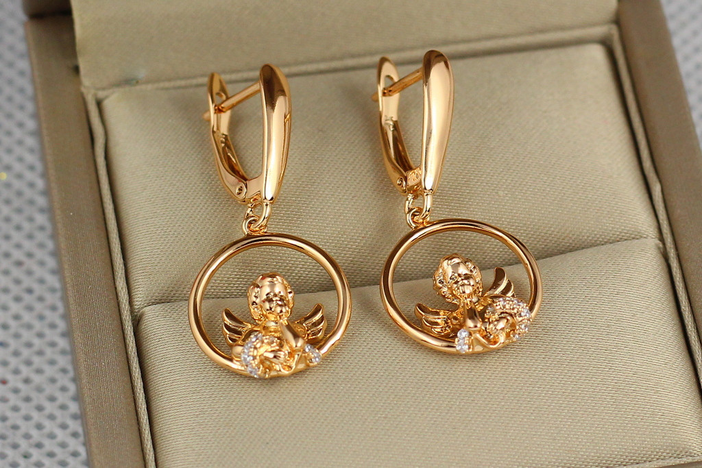 

Серьг иподвески Xuping Jewelry ангелы 3 см золотистые