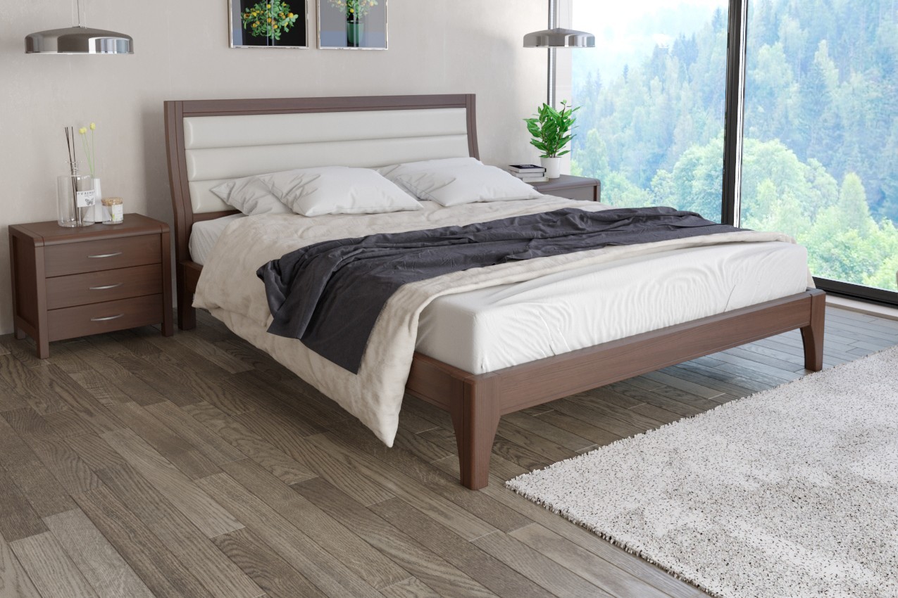 

Деревянная кровать MUNGER Эдда из бука (массив), 160x200, без подъемного механизма, 4,5 см между ламелями, цвета орех, с обивкой из ткани Camel 2 Beige