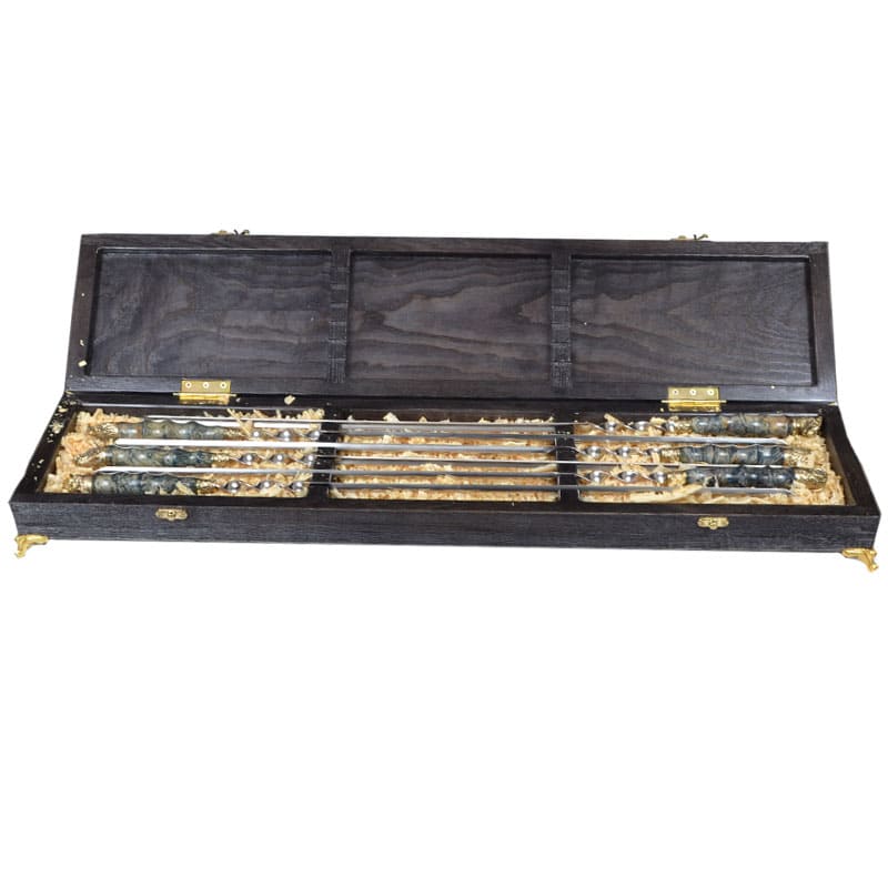 

Шампуры ручной работы "Охота" рукоять кап клена/латунь, в деревянном кейсе