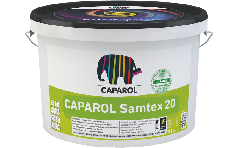 

Краска латексная CAPAROL SAMTEX 20 E.L.F. интерьерная, B1-белая, 10л